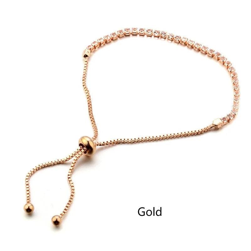 Pulseira de charme ajustável da moda feminina com zircônia cúbica cor prata para mulheres joias presente pulseira push-pull cristal