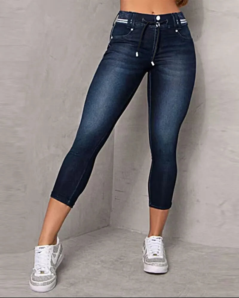 calça jeans de cintura alta