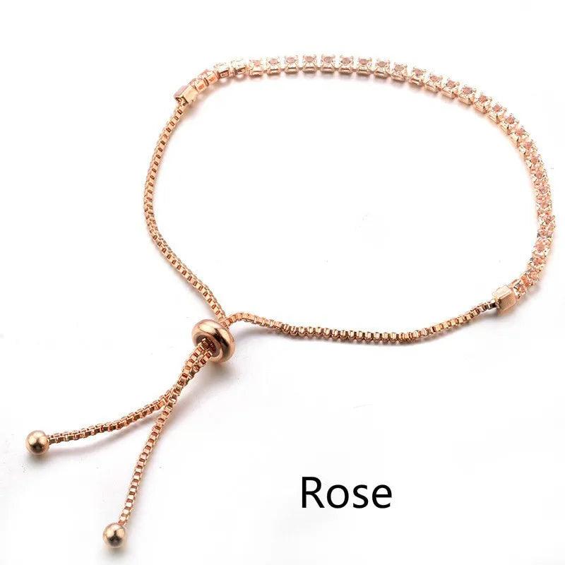 Pulseira de charme ajustável da moda feminina com zircônia cúbica cor prata para mulheres joias presente pulseira push-pull cristal