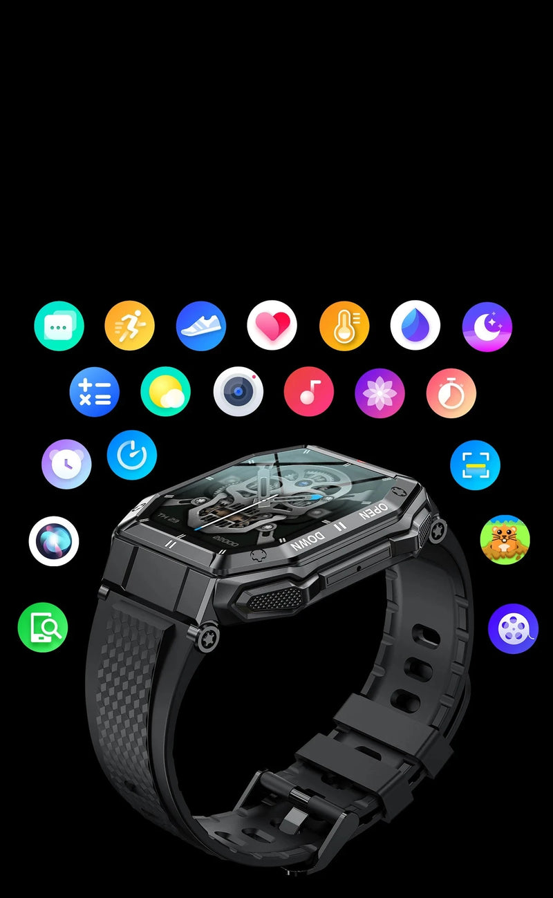 Relógio Smart Watch Masculina K55 Inteligente Bluetooth para Homens, Monitor de Saúde, Relógio à Prova d'Água para Android e iOS, Mostrador Personalizado