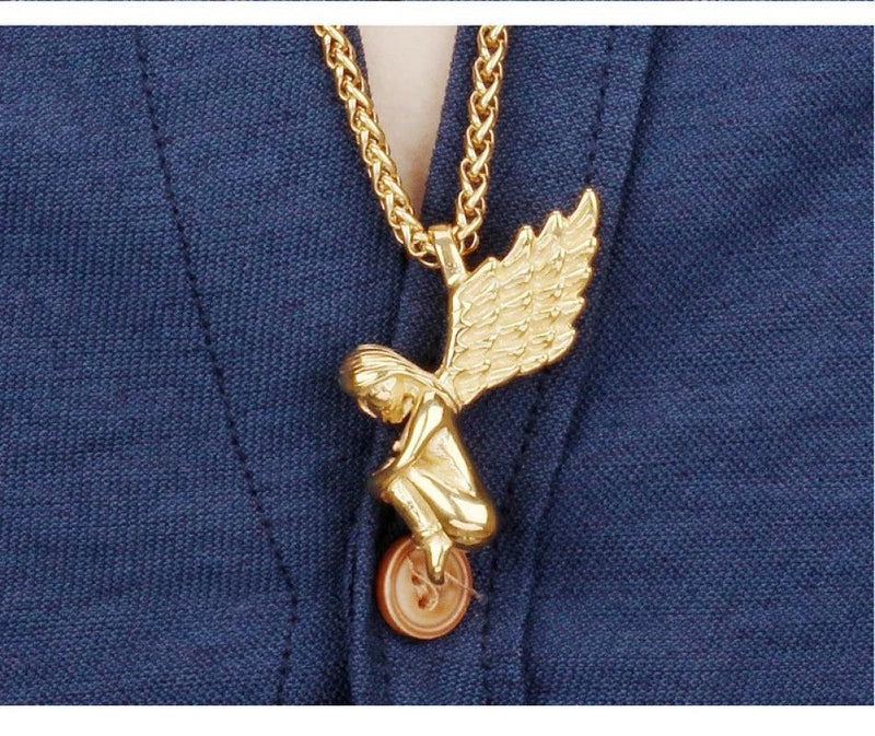 Lucky Angel feather Necklace Beautiful Goddess Necklace Stainless Steel Pendant Necklace Fashion Jewelry Vintage Women Men